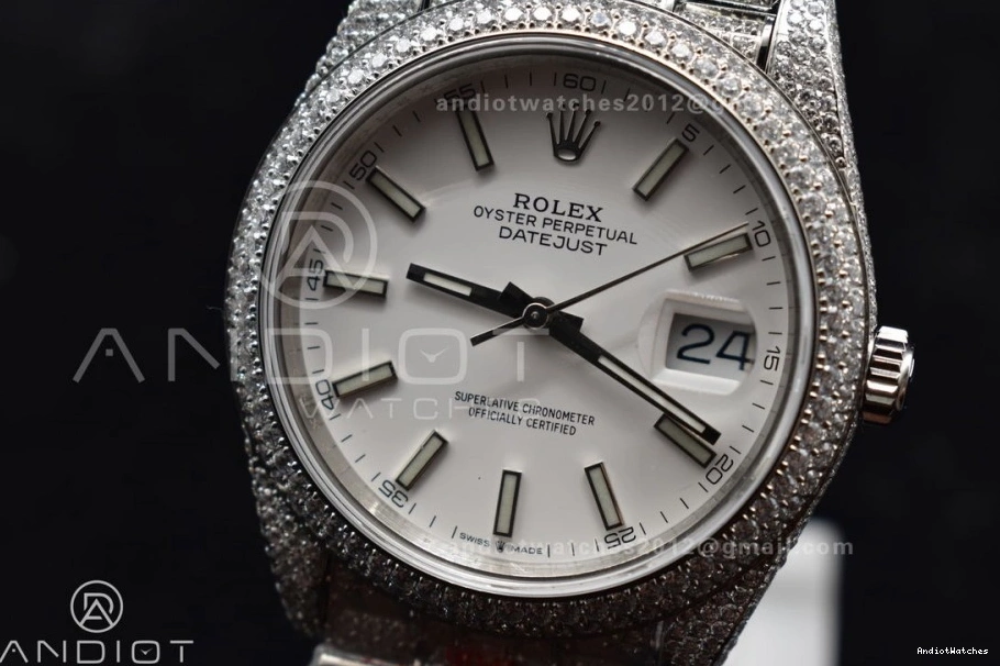 Upgraded Markers Stick White 906 Best Diamond DateJust JDF 41mm Version 0414